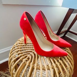 Calvin Klein red suede heels